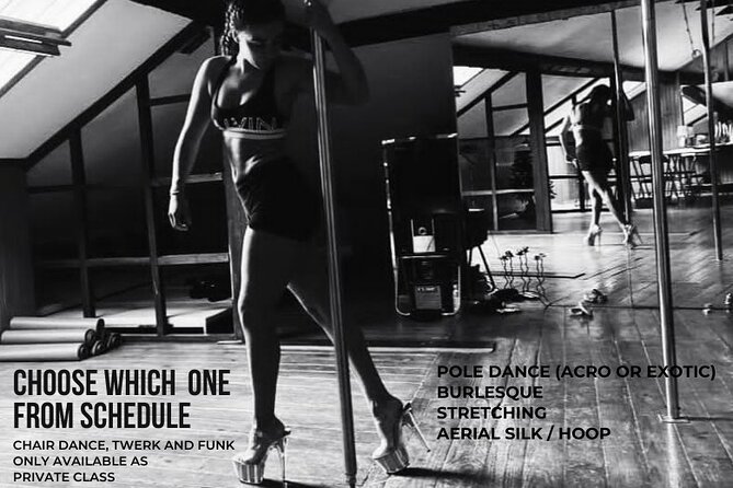 Dance Class (choose 1: Pole Dance, Burlesque or Aerial Silk/Hoop) - Creative Act Madeira in Funchal, a studio built for first-timers