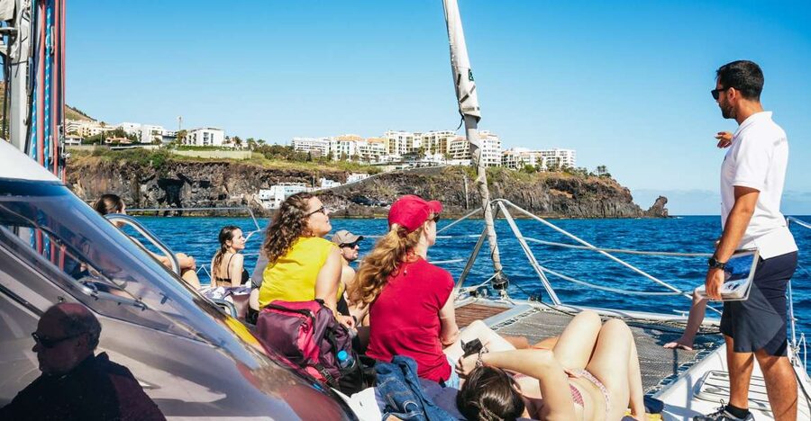 Funchal: Dolphin and Whale Watching by Luxury Catamaran - Cabo Girão: the huge cliff stop that frames the day