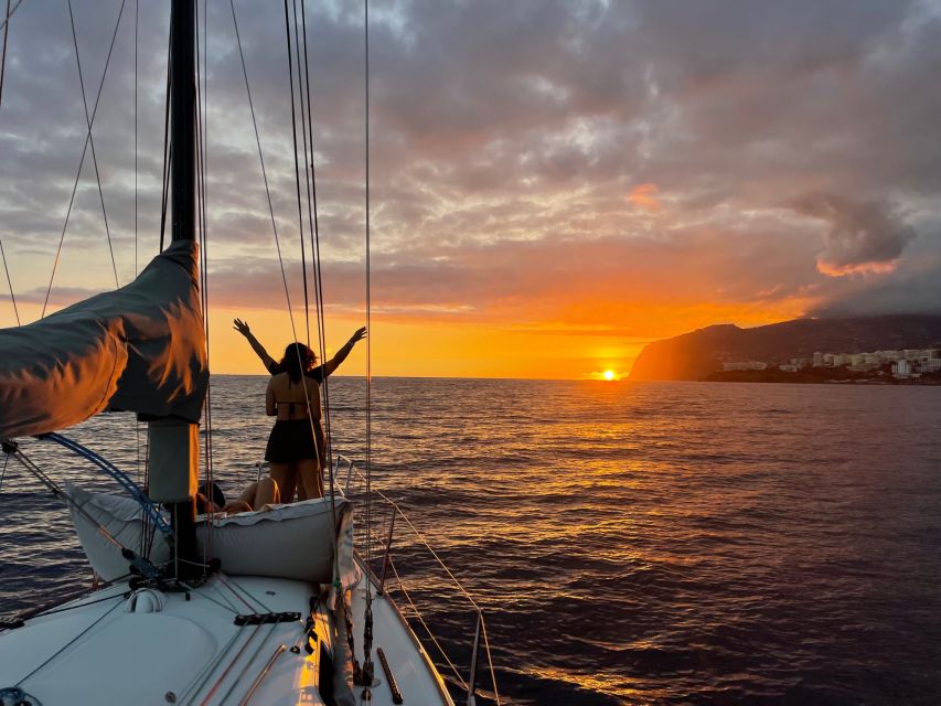 Sunset on a sailing boat - From Marina Funchal to open water